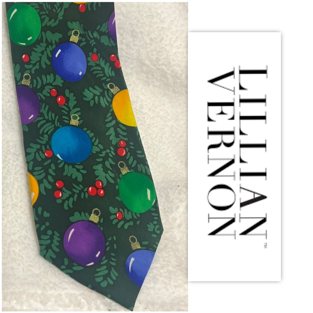 Lillian Vernon Silk Christmas-Themed Pattern Neck Tie